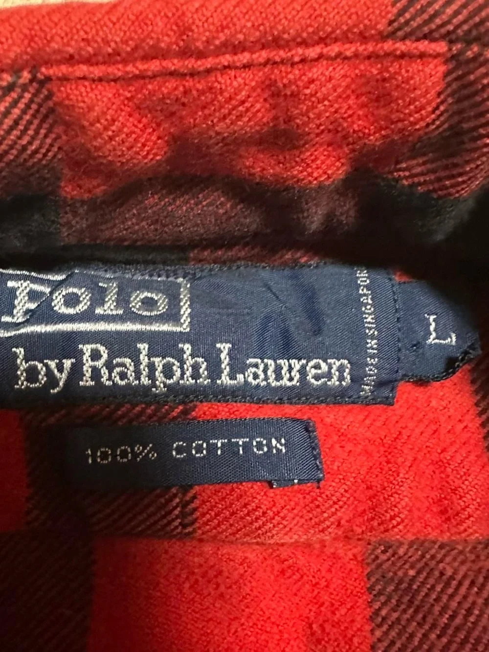 Polo Ralph Lauren Men’s Vintage Cotton Button Up Buffalo Plaid‎ Flannel Shirt L
